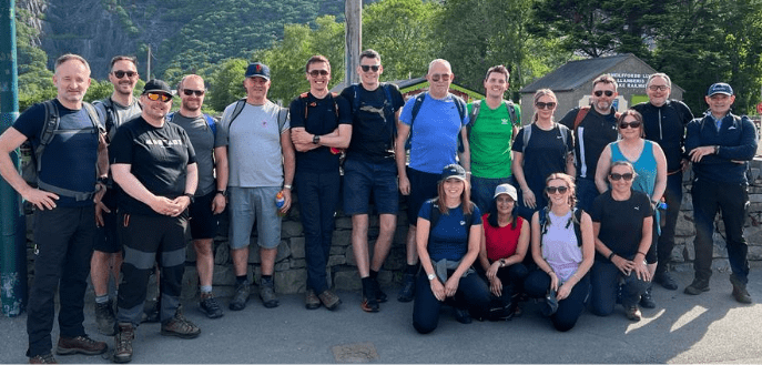 The Findel team climbs Snowdon for Derian House