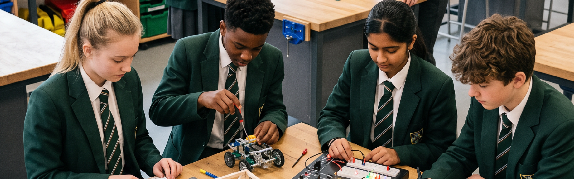 students building robotics